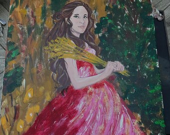 Woman in red dress