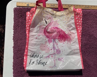 Choose to shine” pink flamingo shoppers bag.