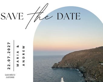 Save the Date bruiloft Grieks eiland