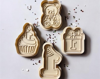 First Birthday Cookie Cutter Set: Baby Party Fondant & Clay Cutters