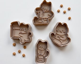 Cat Cookie Cutters Set – 3D Printed Cozy Kitty Baking Mold