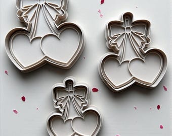 Cherry Heart Cookie Cutter with Bow - Set of 3