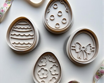 Easter Egg Cookie Cutter Stamp Set – Spring Baking, 3-Inch