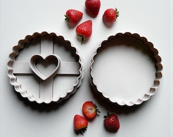 Heart Window Cookie Cutter Set | Fluted Round Biscuit Cutter with Integrated Cutout