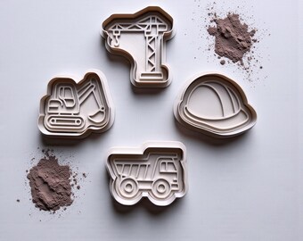 Construction Cookie Cutter Set: Truck, Crane, and Hat Shapes
