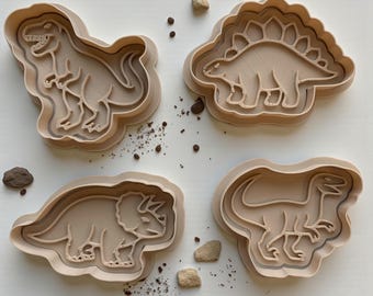 Dinosaur cookie cutter set - T-rex, Triceratops, stegosaurus.