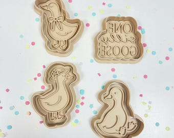 Duck Cookie Cutter Set with Stamps, Spring & Easter Baking (3" Approx.)