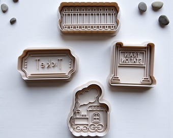 Train Station Cookie Cutter Set - 3D Printed Railway Theme