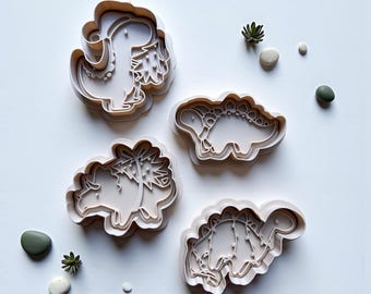 Dinosaur Christmas Cookie Cutter Set - approx 3 inches - Fun Baking