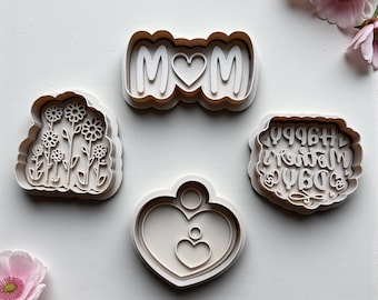 Mother's Day Cookie Cutter Set – Floral & Heart Embossers