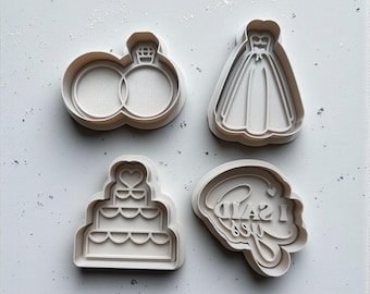 Wedding Cookie Cutter Set – Engagement Rings, Dress, Cake, I Said Yes