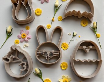 Easter Cookie Cutter Set with Embossers – Bunny, Chick, Egg