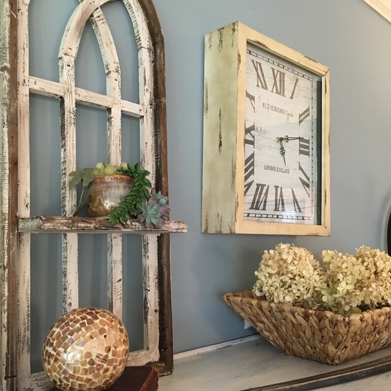Arch Window Frame Shelf Farmhouse Cottage Decor Cathedral Etsy