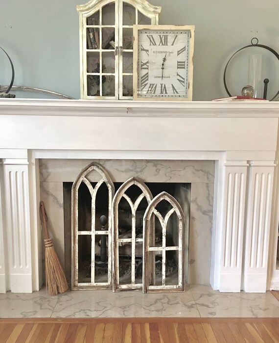 Arch Window Frame Farmhouse Cottage Decor Cathedral Distressed Chippy Paint Wall