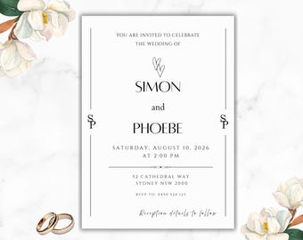 Minimalist Wedding Invitation Template, Modern Canva Design, Instant Digital Download, Elegant and Modern Invite