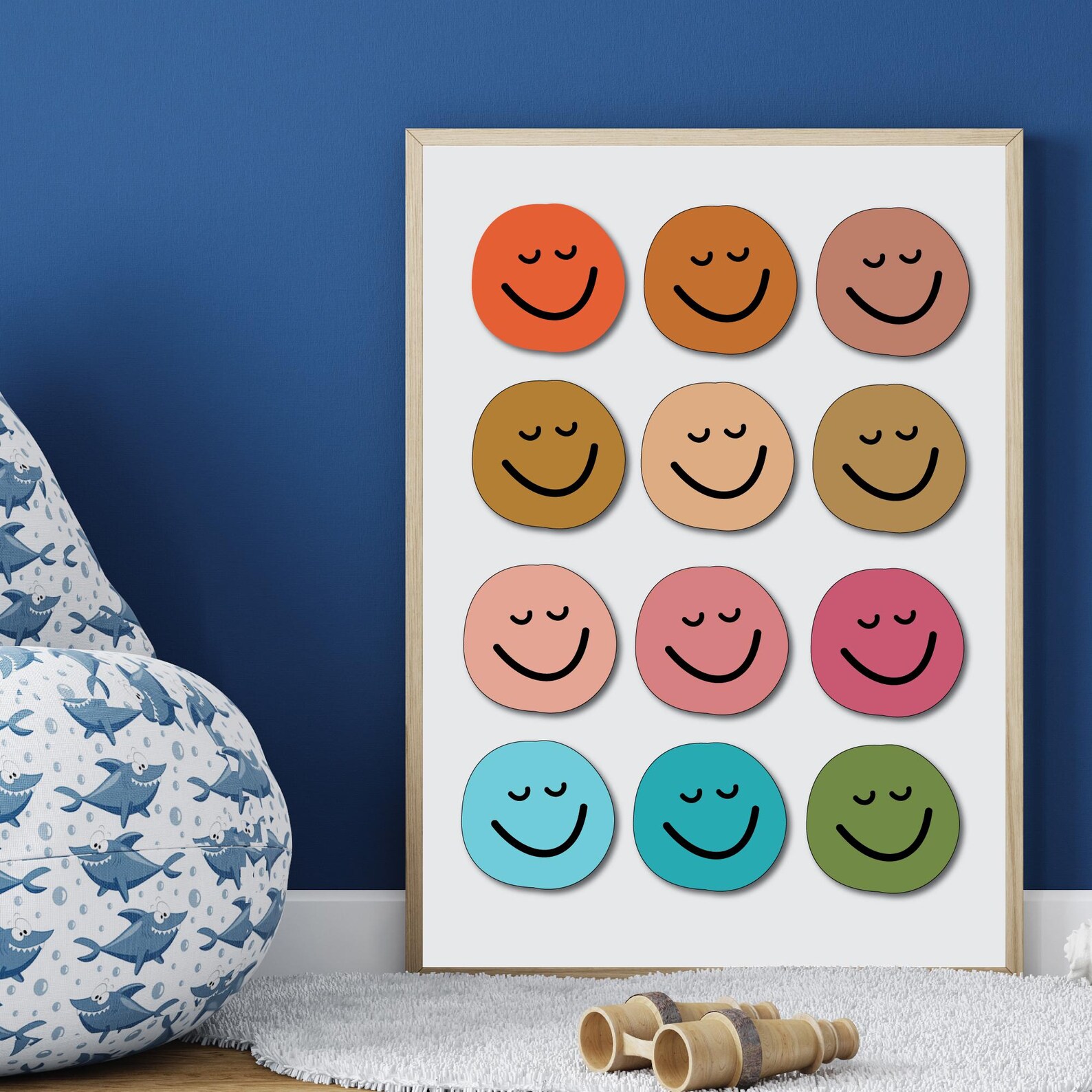 Retro Wall Art,smiley Face Print,retro Smiley Face Poster,boho Wall Art ...