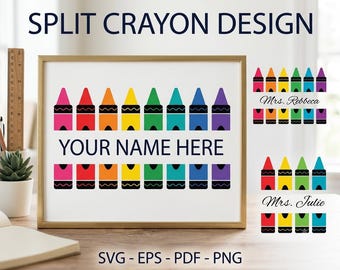 Crayon SVG Bundle,Rainbow Crayon Clipart,Crayon Monogram SVG,Back to School SVG,Teacher svg Files for Cricut Silhouette png,eps,pdf