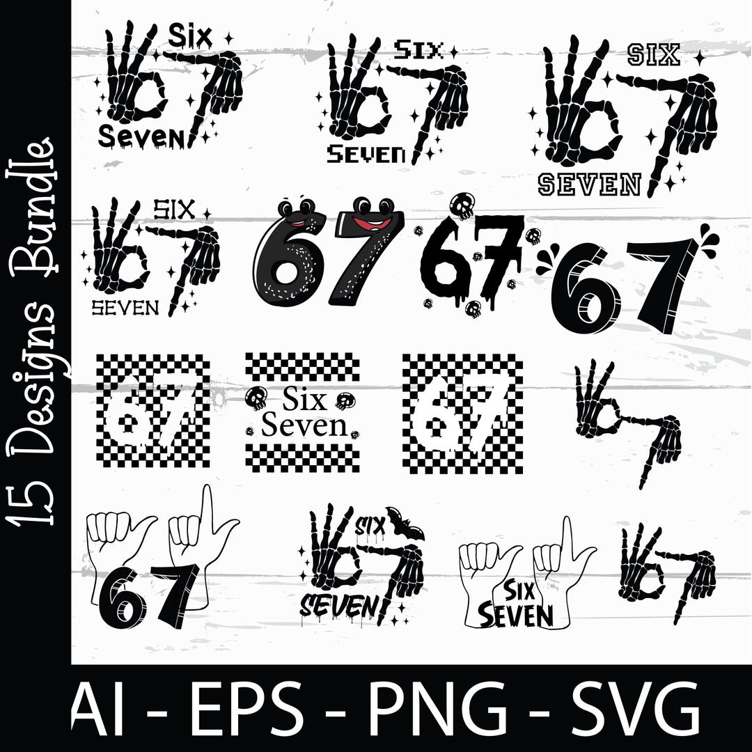 Buy 6 7 Meme SVG Bundle | Funny Skeleton Hands Svg | Six Seven Meme Svg ...