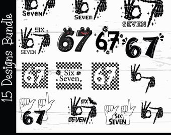6 7 Meme SVG Bundle | Funny Skeleton Hands svg | Six Seven Meme svg png| Viral Meme svg Pack for Cricut and Silhouette  | Digital download
