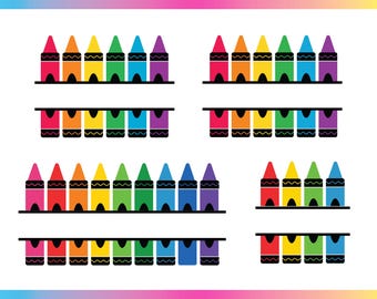 Crayon Monogram Svg, Teacher Monogram Svg, Crayon Cut File, Crayon Svg, Crayon Clipart, png, Crayon Split Monogram Svg, Digital Download
