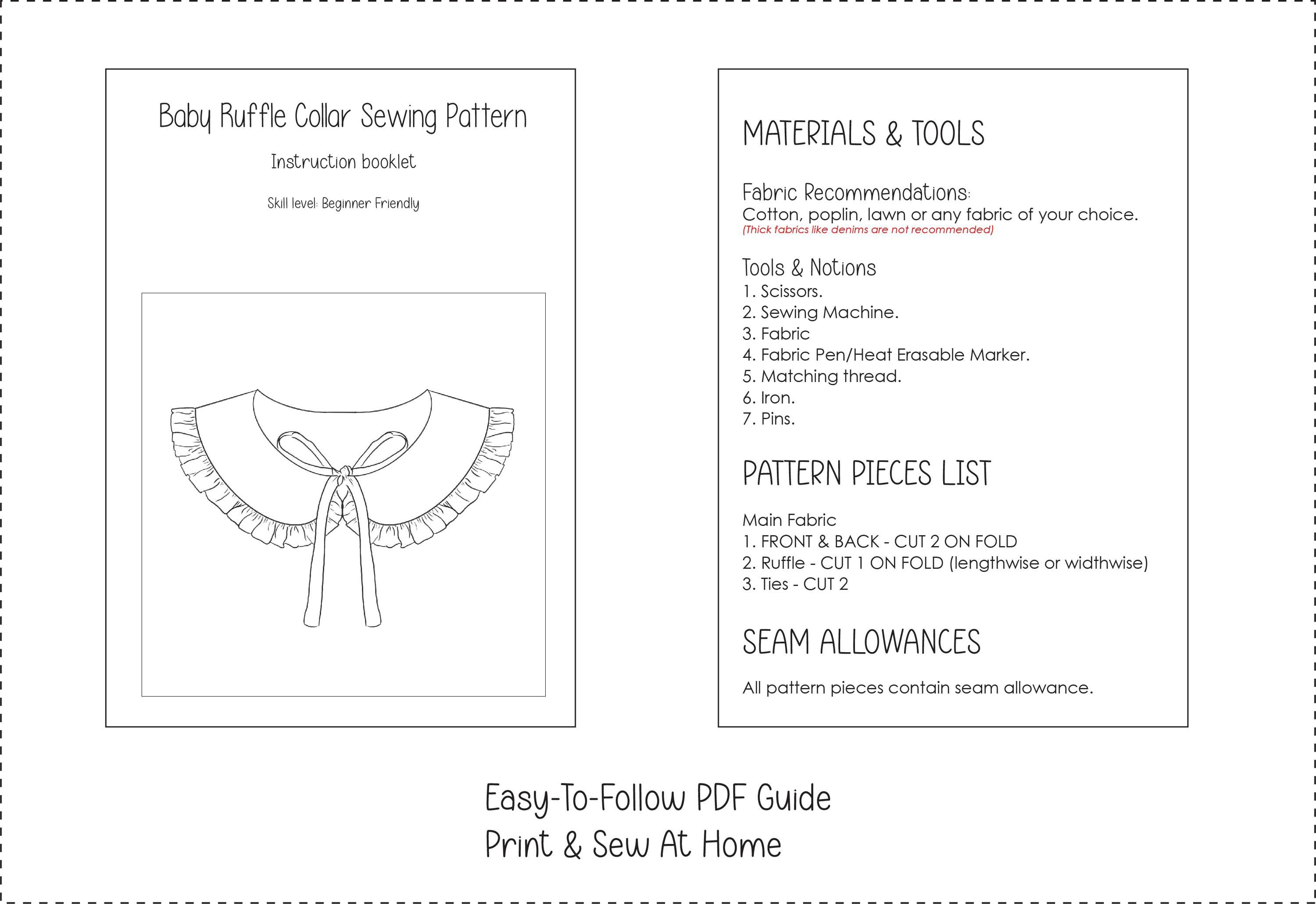 Easy Peter Pan Collar Pattern, Baby Ruffle Collar Sewing Pattern PDF ...