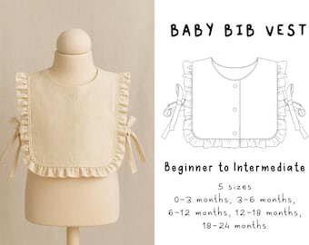 フリル付きベビービブベストの裁縫パターンA4