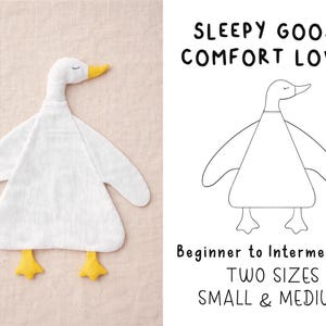 Sleepy Goose Comfort Lovey PDF Sewing Pattern A4, Lazy goose Lovey, Baby Security Blanket