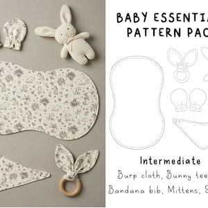 Paquete de patrones de costura esenciales para bebés, set de regalo DIY (patrón PDF)