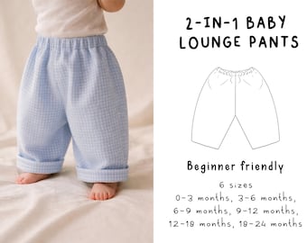 Baby Lounge Pants Sewing Pattern PDF, Baby Trouser Pattern, Baby Pants Pattern, Baby Jogger Pants, Beginner Friendly Sewing Pattern