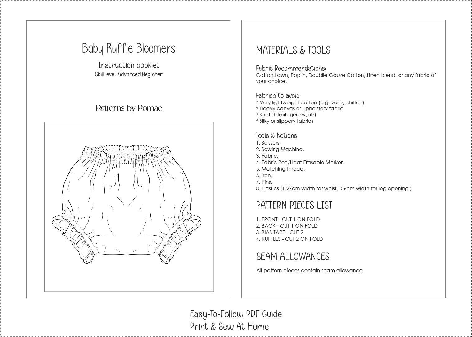 Baby Ruffle Bloomers Sewing Pattern, Baby Girl Shorties (PDF Download ...