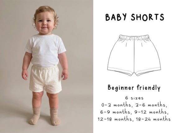 Baby Shorts Sewing Pattern PDF, Beginner Baby Bloomer, Baby shorties sewing pattern, Easy Baby Patterns, Beginner Sewing Patterns