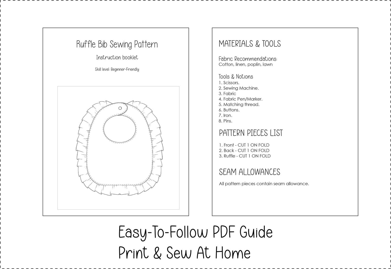 Ruffle Bib Sewing Pattern Beginner-friendly PDF A4 - Etsy