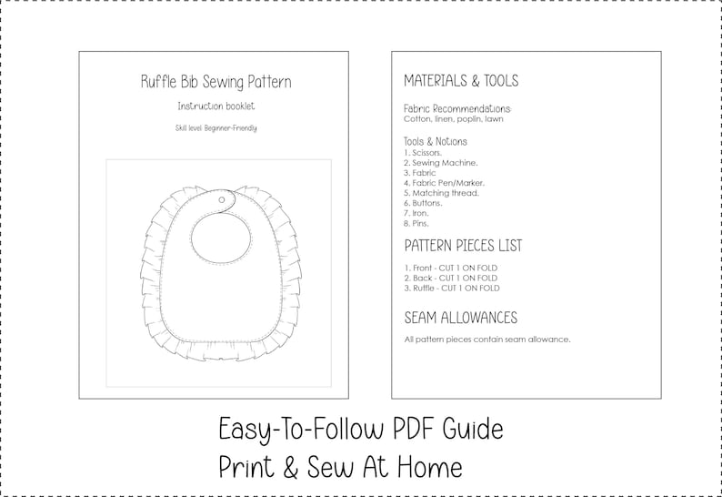 Ruffle Bib Sewing Pattern Beginner-friendly PDF A4 - Etsy