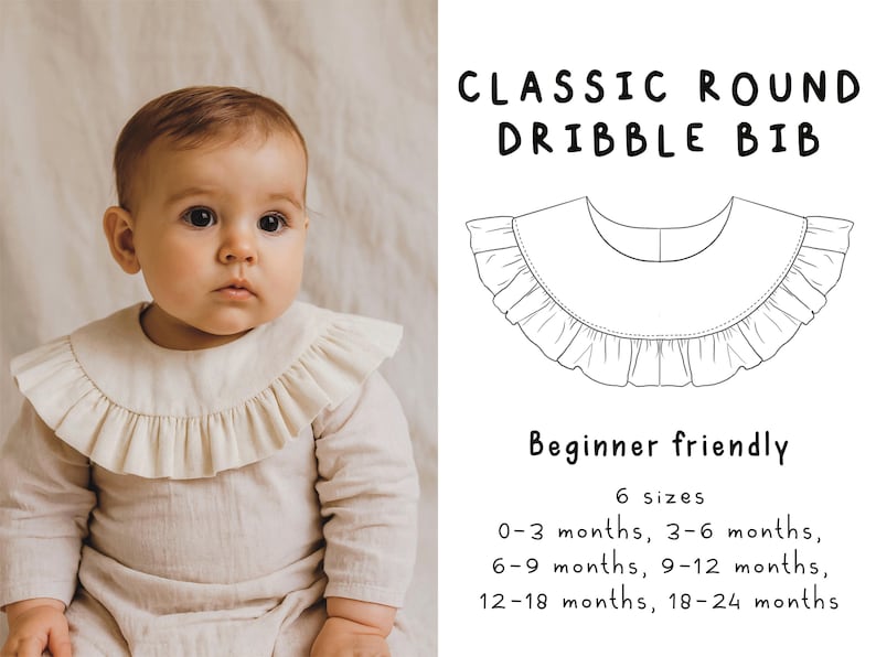 Classic Round Dribble Bib Sewing Pattern, Ruffle Bib PDF Pattern, Baby ...