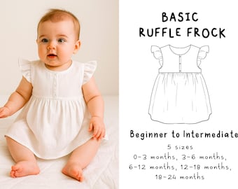 Baby Frock Sewing Pattern PDF A4 , Frock with Ruffle sleeve sewing pattern, Sewing patterns for infants and toddlers