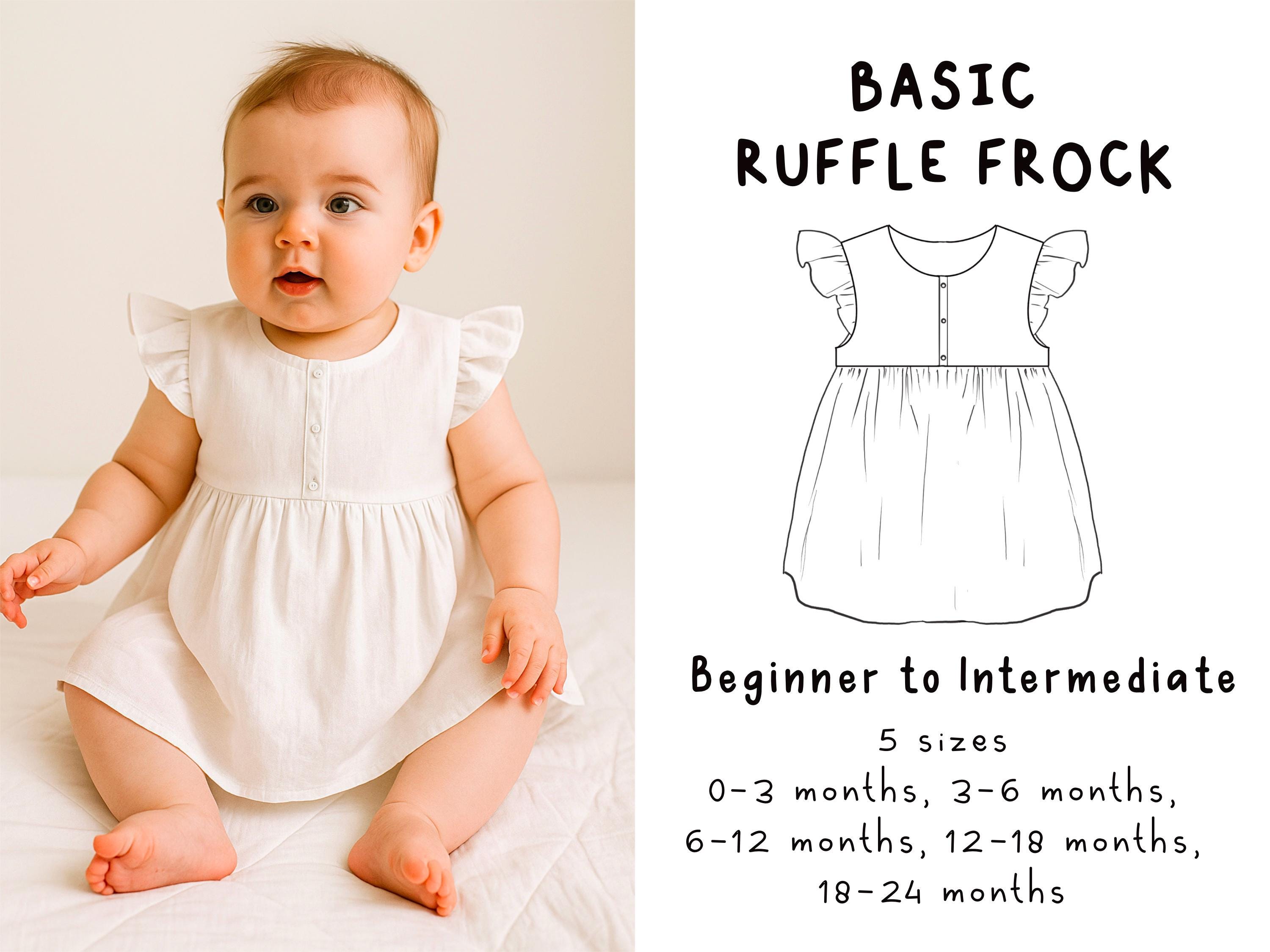 Short Feock Pattern Baby Frock Sewing Pattern PDF A4 , Frock With Ruffle Sleeve Sewing ...