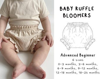 Patrón de costura para bombachos con volantes de bebé, shorts para niña (descarga en PDF)