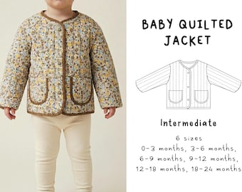 Baby Quilted Jacket Sewing Pattern PDF, Unisex Toddler Quilted Coat Pattern, Baby Outerwear, Baby Jacket PDF, Gender Neutral Baby Clothing