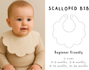 Scallop Baby Bib Sewing Pattern Beginner-Friendly A4