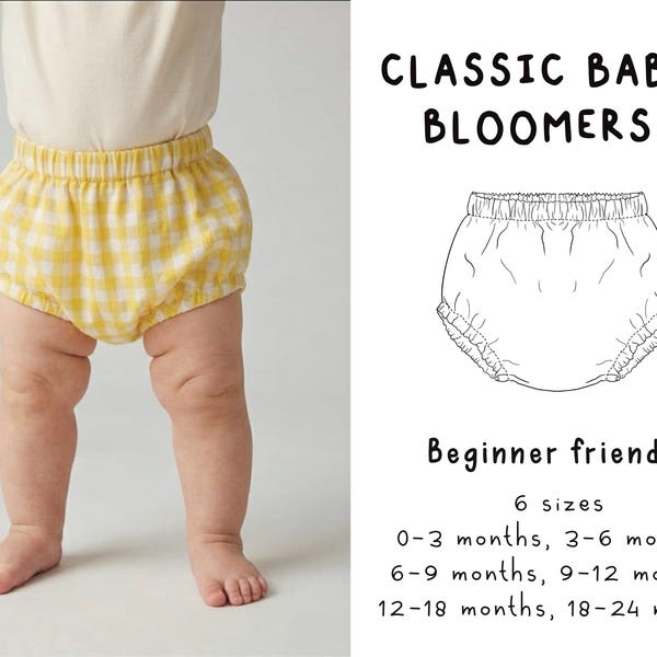 Baby Bloomers Sewing Pattern PDF, Infant Diaper Cover Pattern, Beginner Baby Sewing Project
