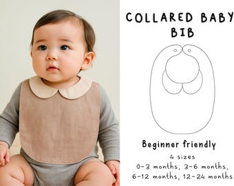Baby Bib With Collar Sewing Pattern A4, Beginner friendly Sewing Patterns, Sewing Patterns for Infants and Toddlers, Baby Bib Sewing Pattern