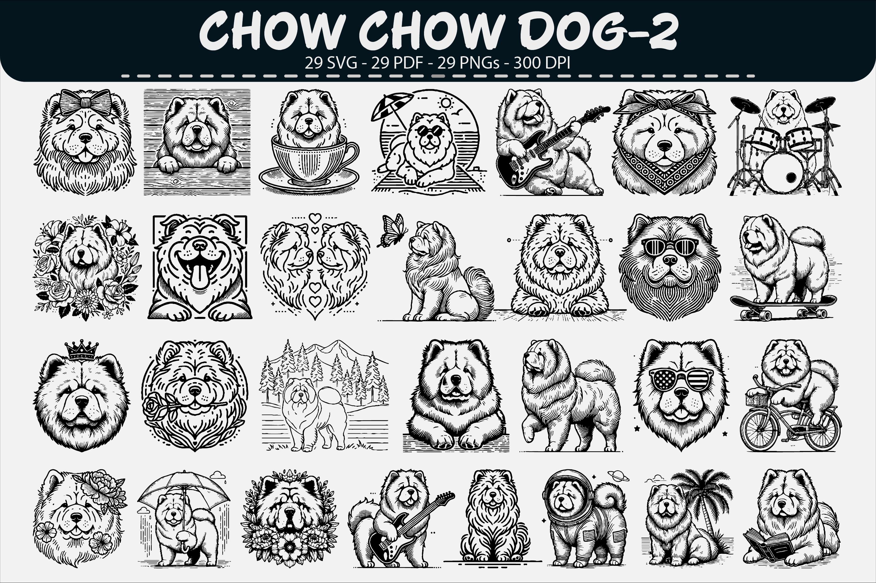 Chow Chow Dog Clipart Bundle SVG PNG PDF – 28 Vintage Engraving Designs ...