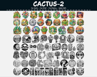 Desert Cactus Clipart Bundle – 74 SVG PNG PDF Illustration Set