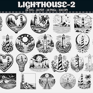 Lighthouse SVG Bundle: Nautical Vector Cut Files, Coastal Clipart (Digital Download)