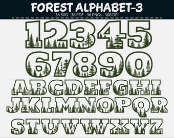 Forest Alphabet SVG Letters Numbers Woodland Typography Set