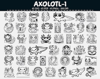 Axolotl Clipart Bundle SVG PNG PDF Vektorkunst