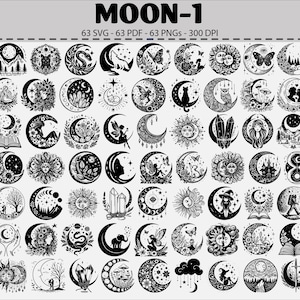 Mystical Moon SVG Bundle: Celestial Vector Clipart (Digital Download)
