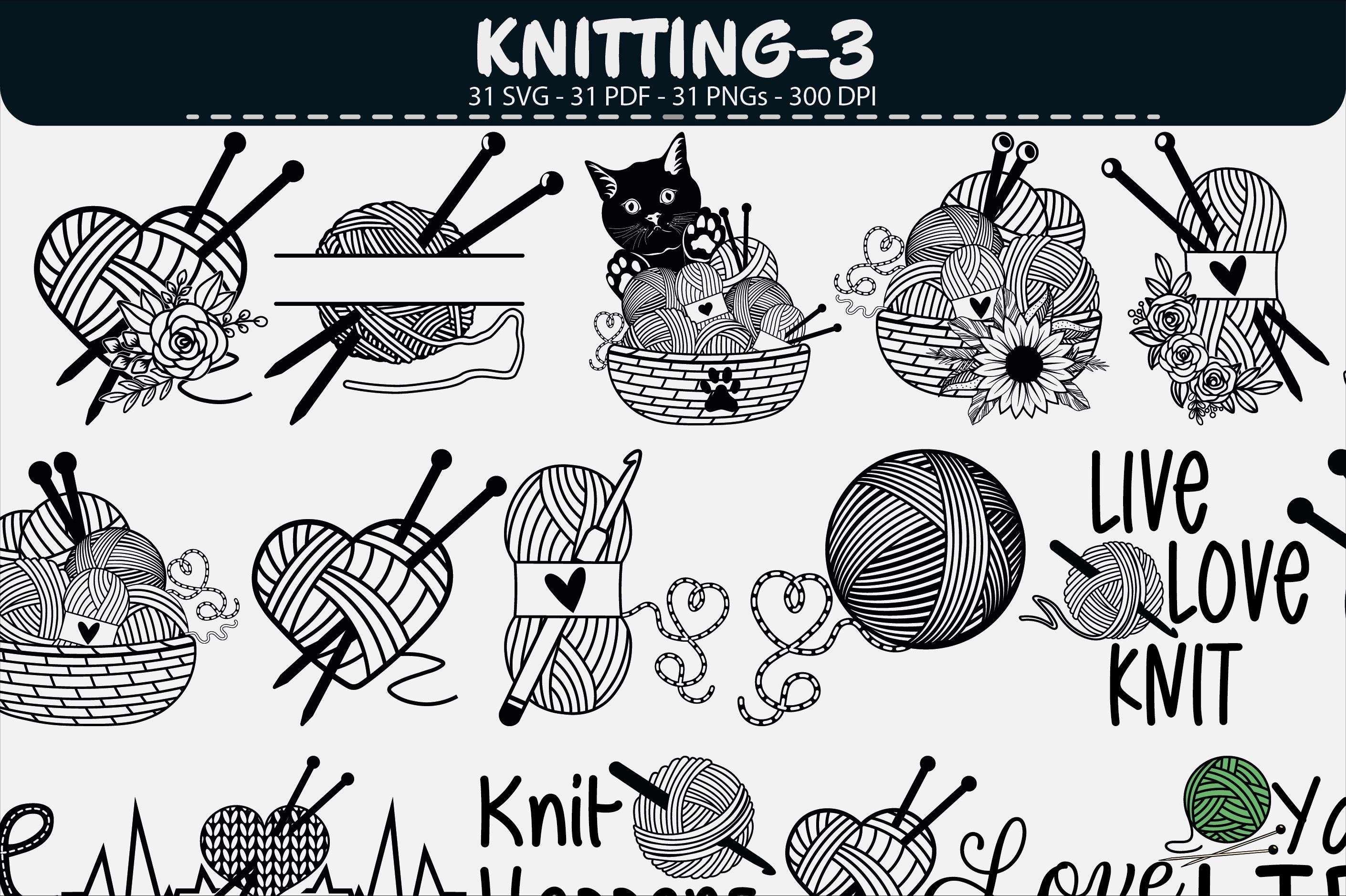 Knitting Clipart Bundle SVG PNG PDF Yarn Crochet Vector Set - Etsy Canada