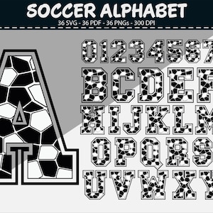 Soccer Alphabet SVG Letters | Sports Font Numbers Clipart | Cricut Cut Files for Soccer Crafts