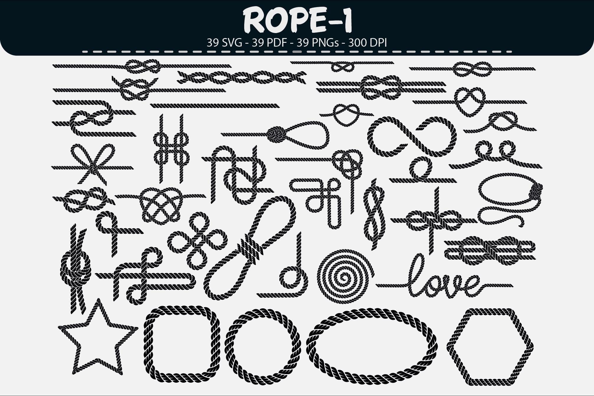 Rope Knot Clipart – Nautical Rope Frames, 39 Designs (SVG, PNG, PDF) - Etsy